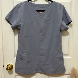 Grey's Anatomy Blue - Gray Fitted V-Neck Short Sleeve Top